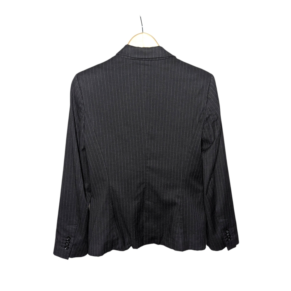 Zara Blazer Women's Large Black Pinstripe Tailored Structured Office Workwear - Picture 2 of 16